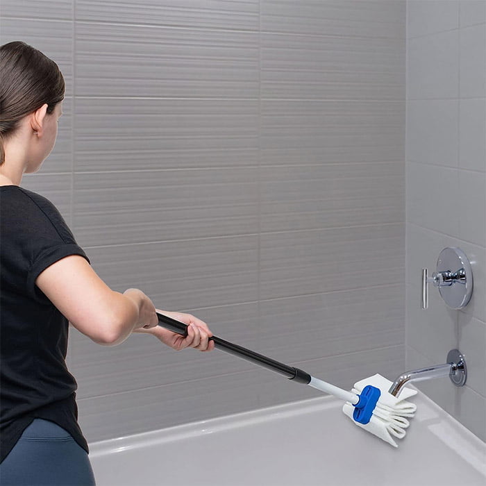 2 Brush Pack of Bathtub Cleaning Brush with 2 Extra Scrub Tops Kronos